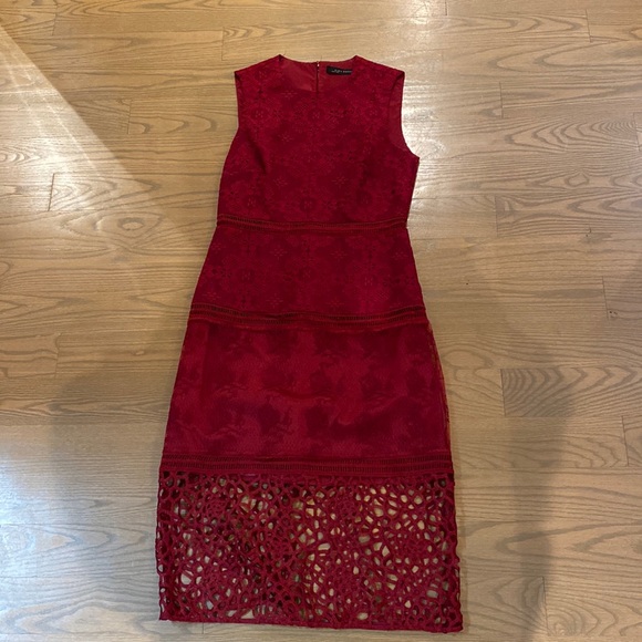 Zara | Dresses | Zara Red Lace Dress | Poshmark